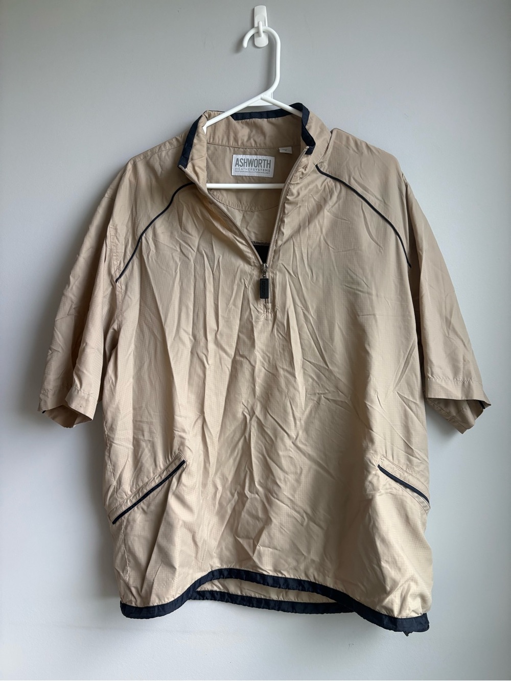 Ashworth Beige Golf Pullover with Black Trim